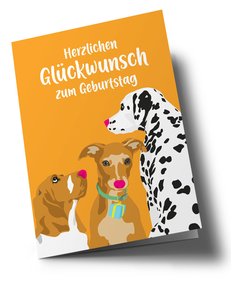 Klappkarte A5 - Lucky Cards - Hunde Glückwunsch zum Geburtstag