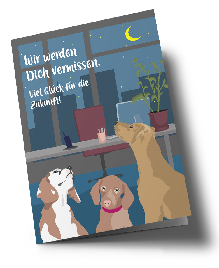 Klappkarte A5 - Lucky Cards - Hunde - Wir werden Dich vermissen.