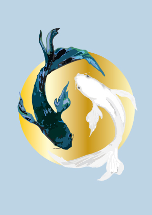 Postkarte - Toni Starck - Kois, Yin Yang Postkarte - Toni Starck - Kois, Yin Yang