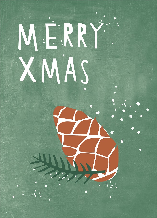 Postkarte - Designfräulein - Xmas Pinecone colorful
