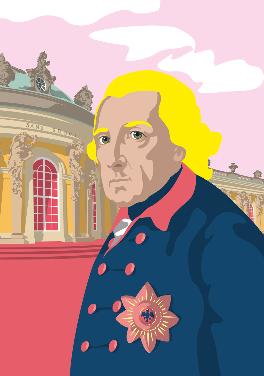 Postkarte - pop art new generation - Friedrich II. von Preussen
