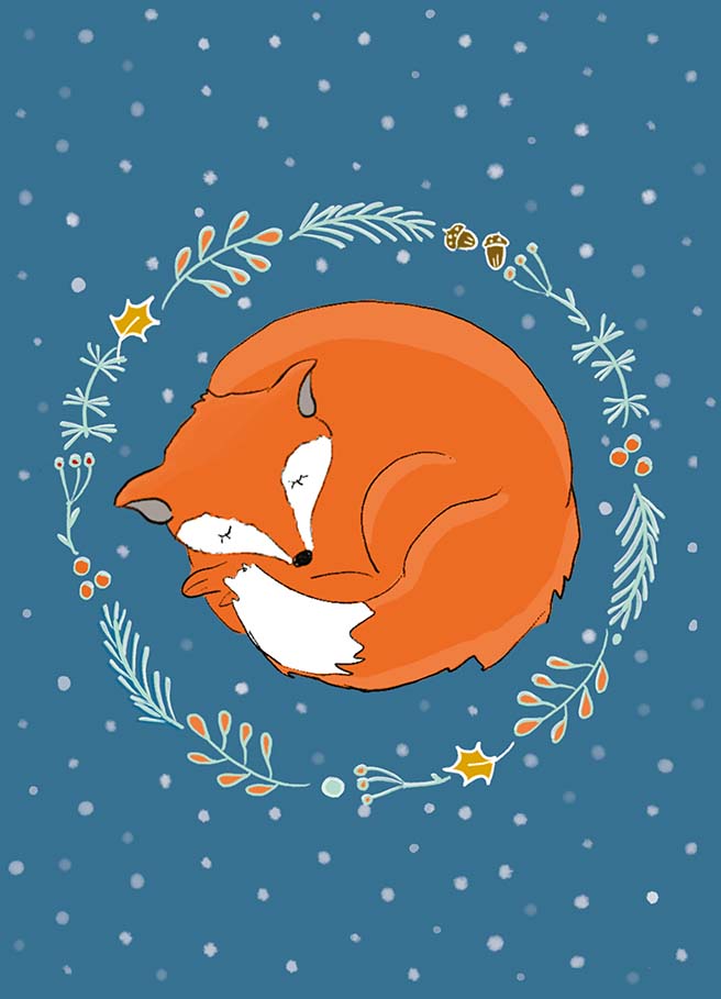 Postkarte - m-illu - Fuchs Kranz Postkarte - m-illu - Fuchs Kranz