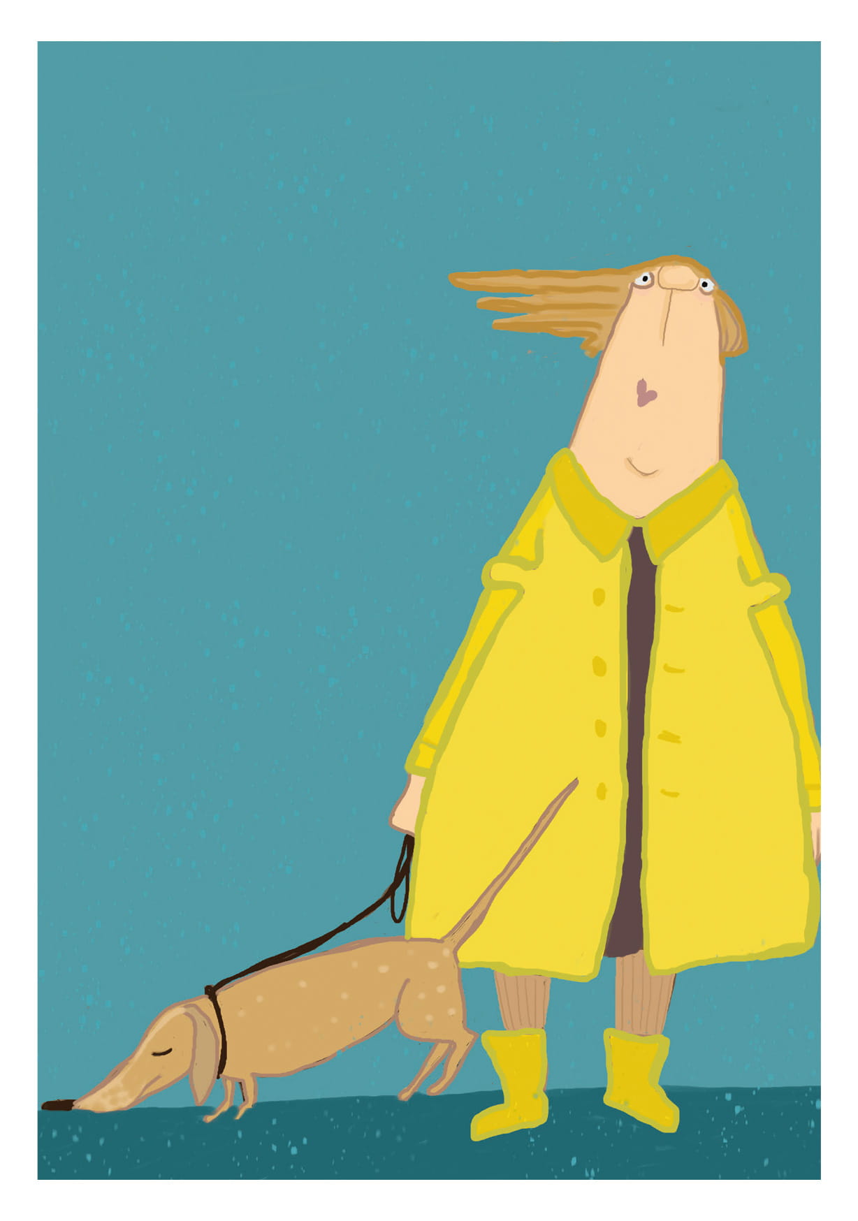 Postkarte - kittiekatstudio - Dogwalk