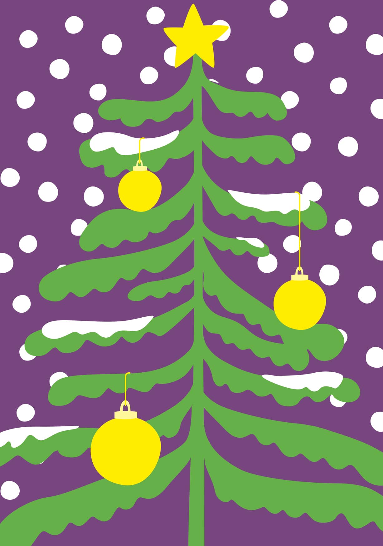 Postkarte - luminous - green xmas tree
