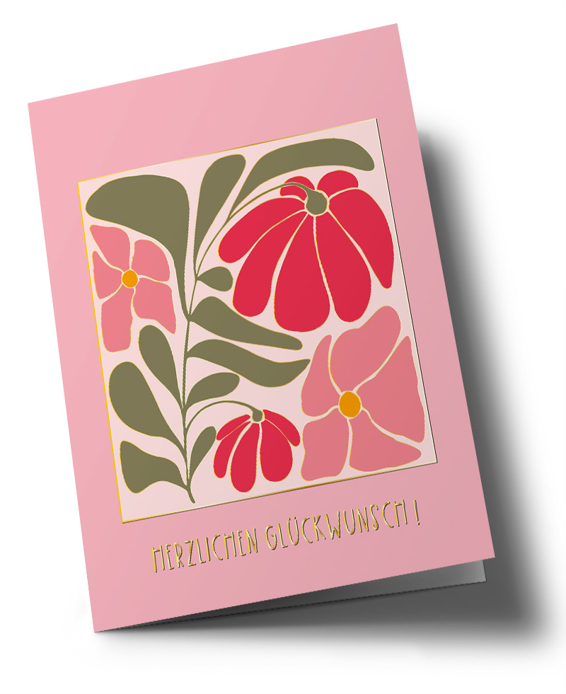 Klappkarte C6 - Toni Starck - Pink Flower Square Klappkarte C6 - Toni Starck - Pink Flower Square