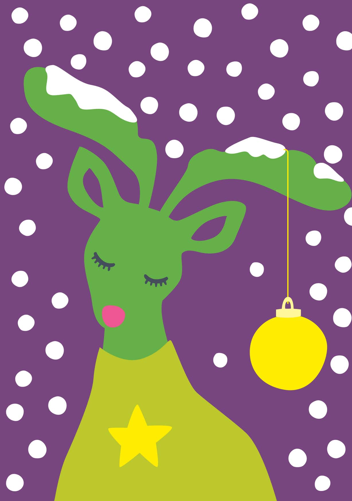 Postkarte - luminous - funny deer