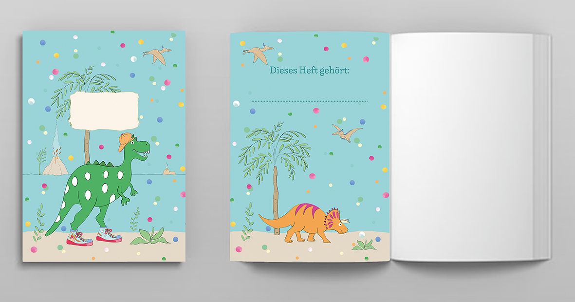 Notizheft A6 - m-illu funny friends - Dinosaurier Action Notizheft A6 - m-illu funny friends - Dinosaurier Action