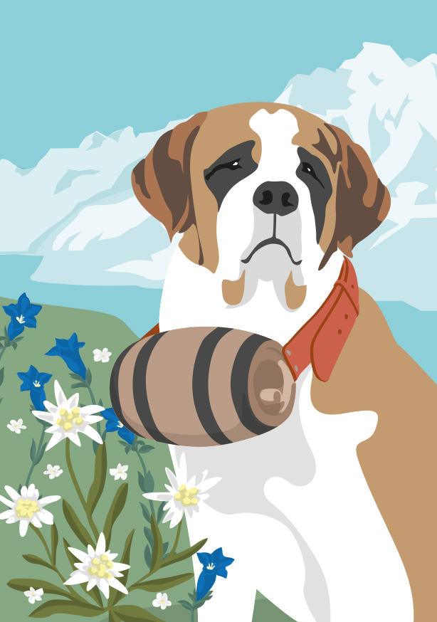 Postkarte - crissXcross - Bernhadiner - Spring Saint Bernard