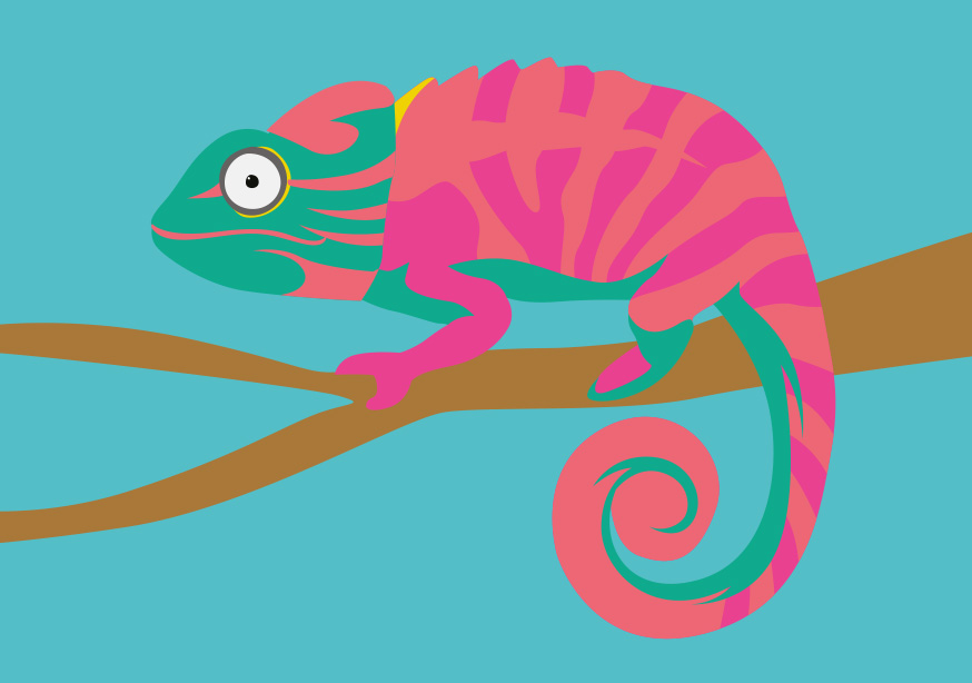 Postkarte - luminous - chameleon