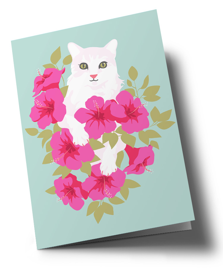 Klappkarte C6 - Happiness - Flower Cat
