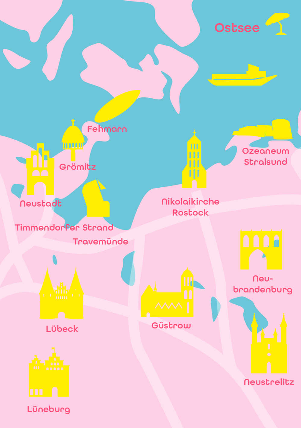 Postkarte - Bon Voyage - Ostsee Minimap Postkarte - Bon Voyage - Ostsee Minimap