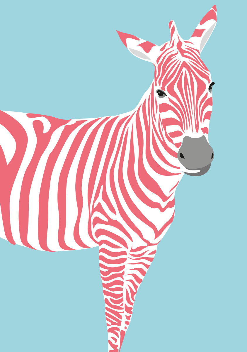 Postkarte - luminous - zebra
