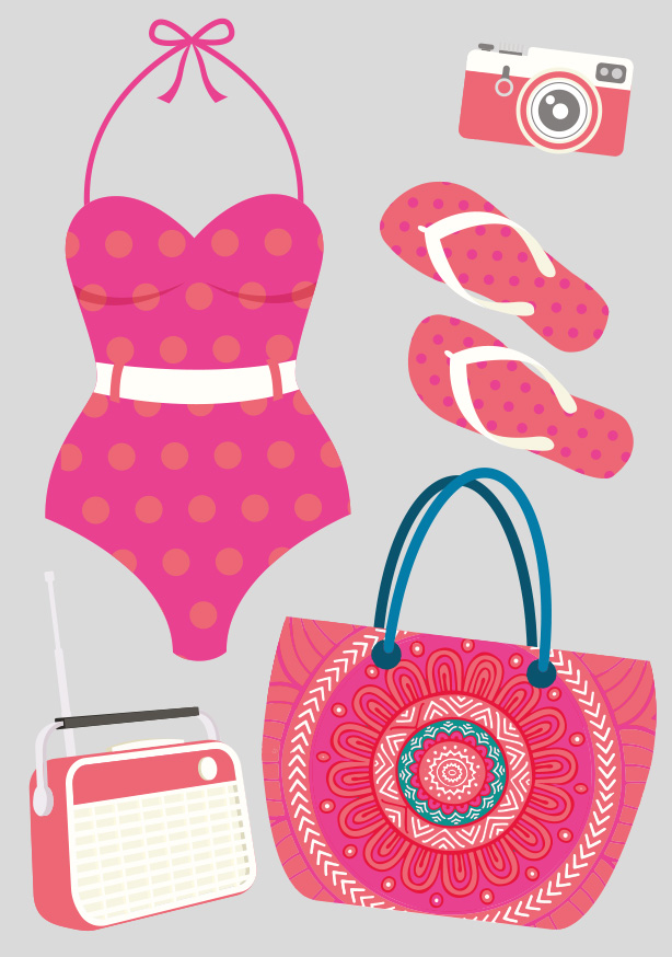 Postkarte - luminous - beach utensils