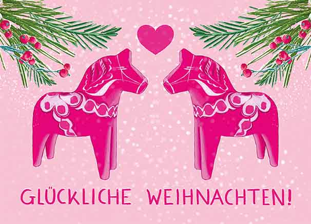 Postkarte - m-illu - Glückliche Weihnachten Pferde Postkarte - m-illu - Glückliche Weihnachten Pferde