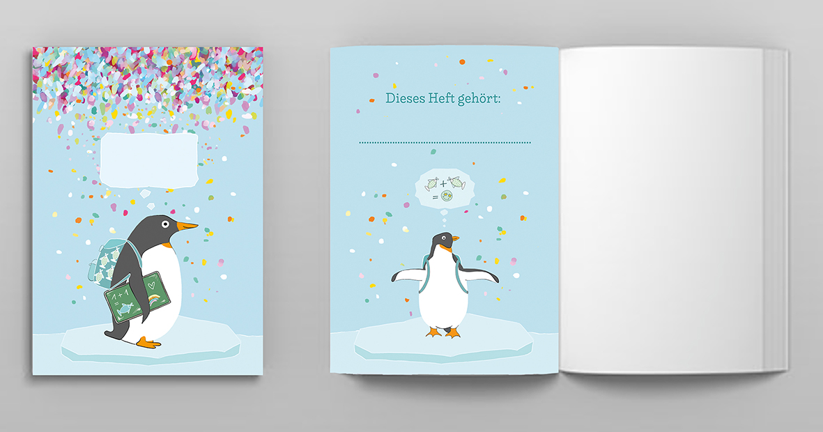 Notizheft A6 - m-illu funny friends - Pinguine blau Notizheft A6 - m-illu funny friends - Pinguine blau