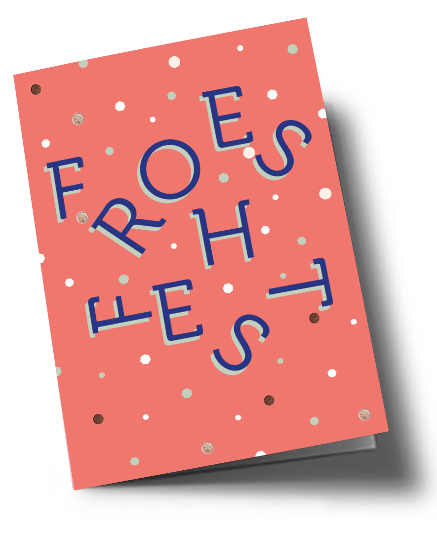 Klappkarte C6 - Typoesie - Koralle Frohes Fest