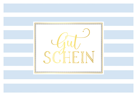 Klappkarte - La Card - Gutschein, blau gestreift
