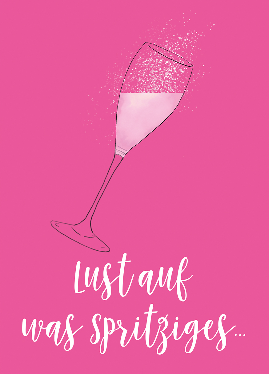 Postkarte - m-illu - Spritziges pink