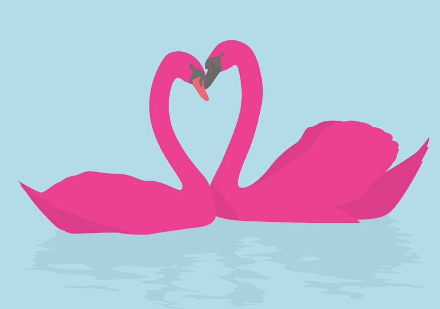 Postkarte - luminous - Love Swans