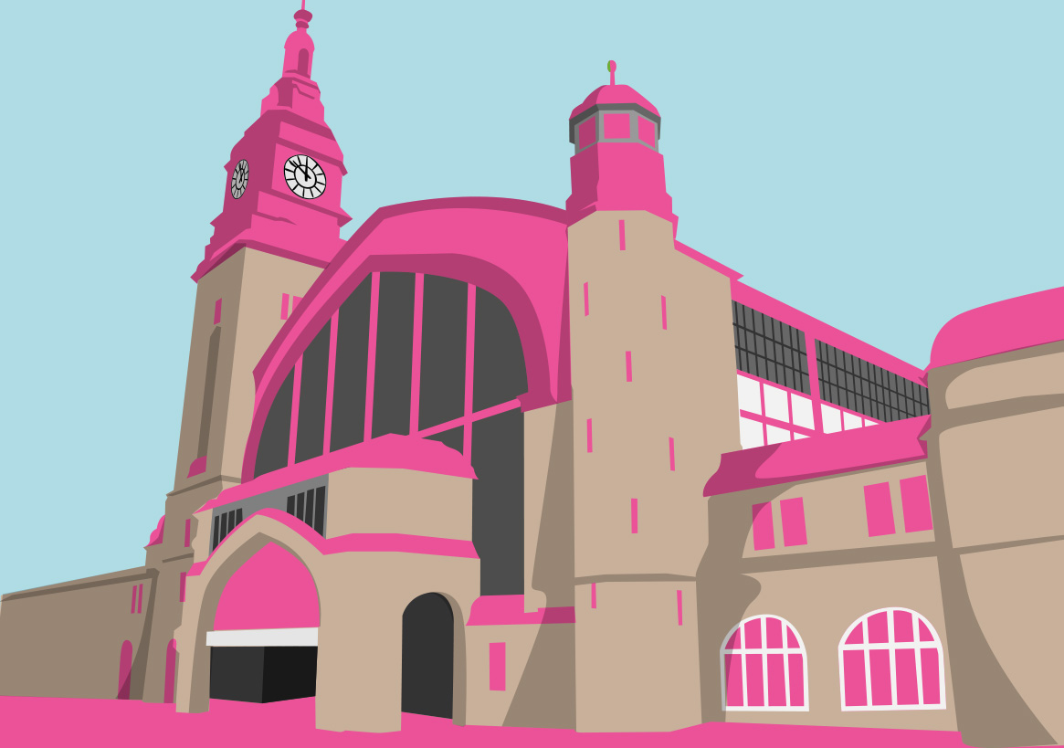 Postkarte -Bon Voyage- Bahnhof Hamburg Postkarte -Bon Voyage- Bahnhof Hamburg