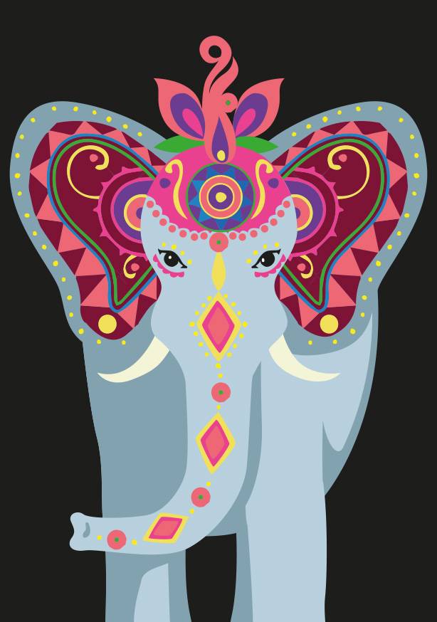 Postkarte - Hapiness - indian elephant