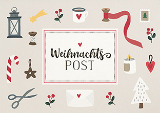 Postkarte - La Card - Weihnachtspost, Utensilien