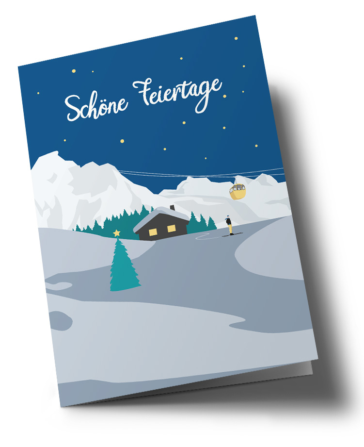 Klappkarte - Lucky Cards - Winterlandschaft mit Gondel