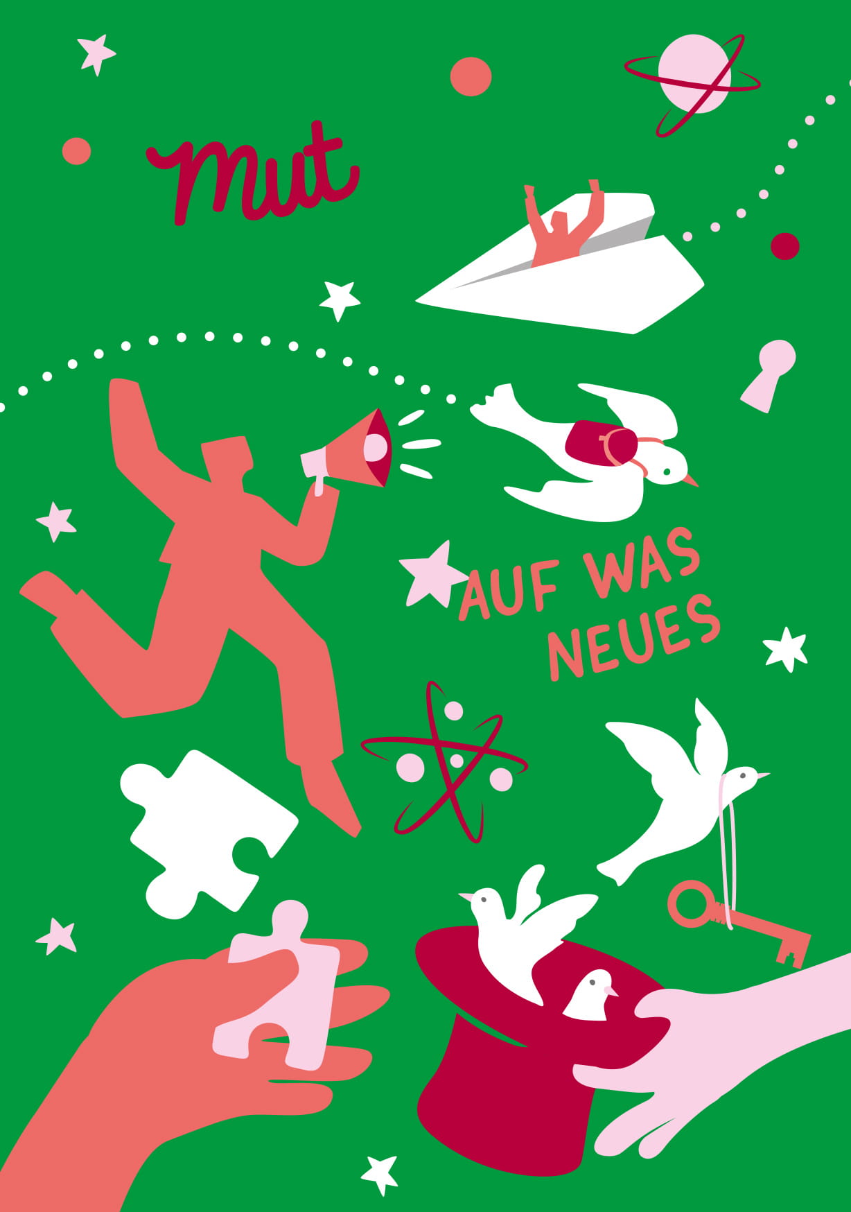 Postkarte - poppins - Mut auf was Neues