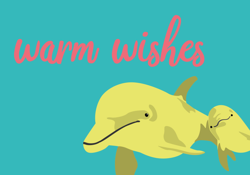 Postkarte - luminous - Dolphin wishes