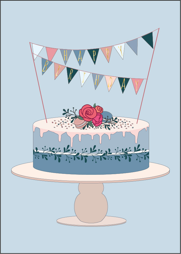 Postkarte - Toni Starck - birthday cake