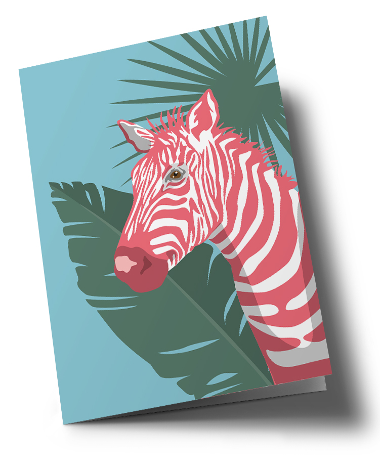 Klappkarte C6 - Happiness - Zebra im Dschungel