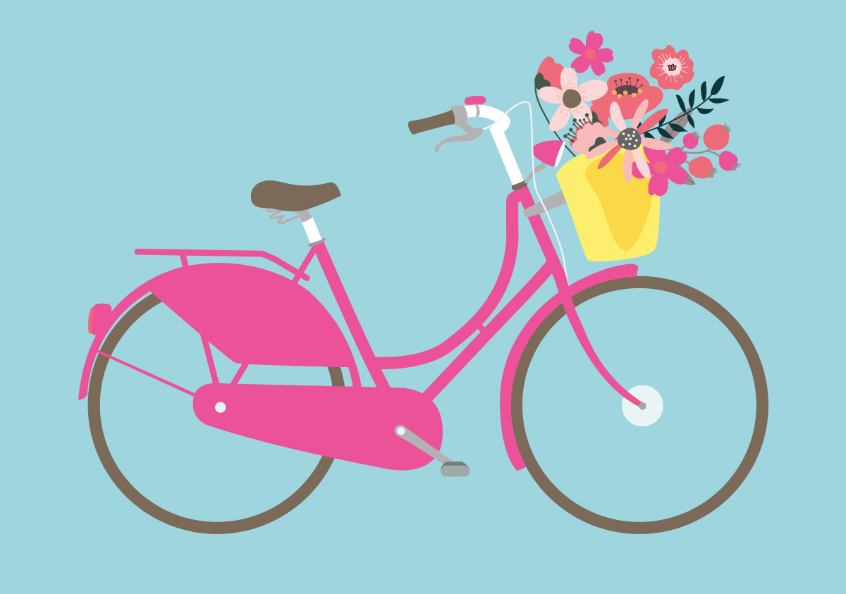 Postkarte - luminous - flower bike