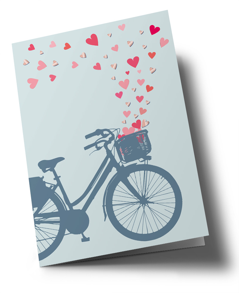 Klappkarte C6 - Toni Starck - Fahrrad Herzchen Klappkarte C6 - Toni Starck - Fahrrad Herzchen