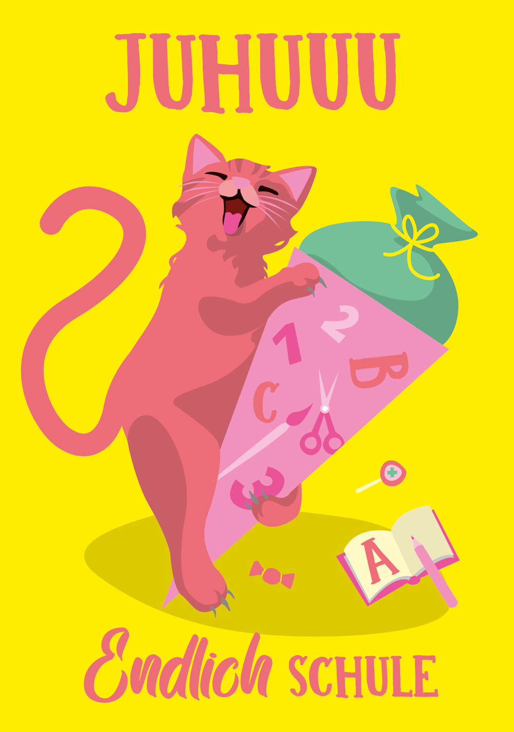 Postkarte - luminous - Endlich Schule