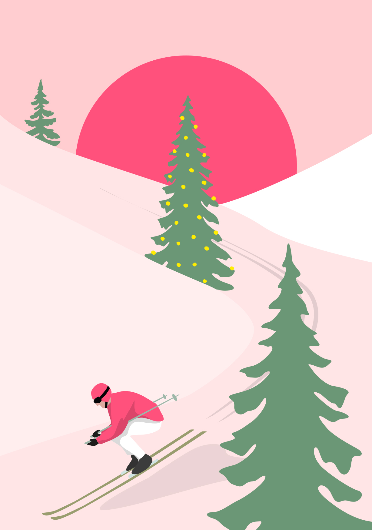 Postkarte - luminous - Skier