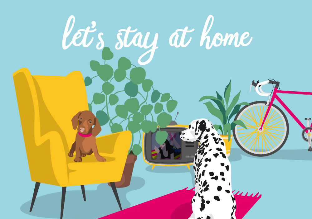 Postkarte - Lucky Cards - let's stay at home