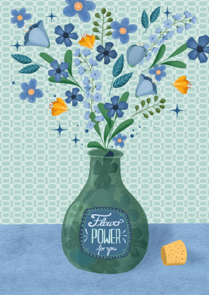 Postkarte - Toni Starck - A bottle flower power Postkarte - Toni Starck - A bottle flower power