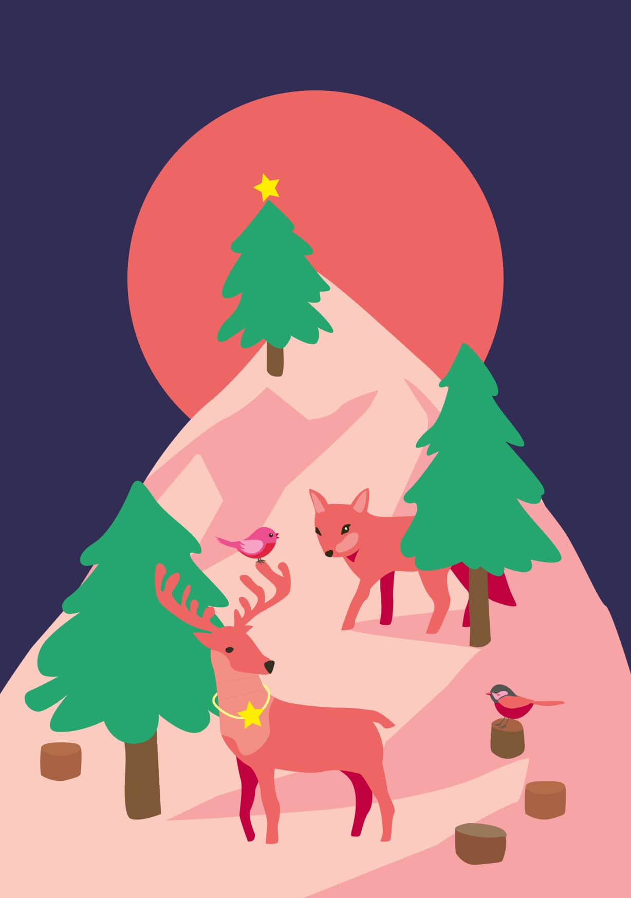 Postkarte - luminous - Hirsch