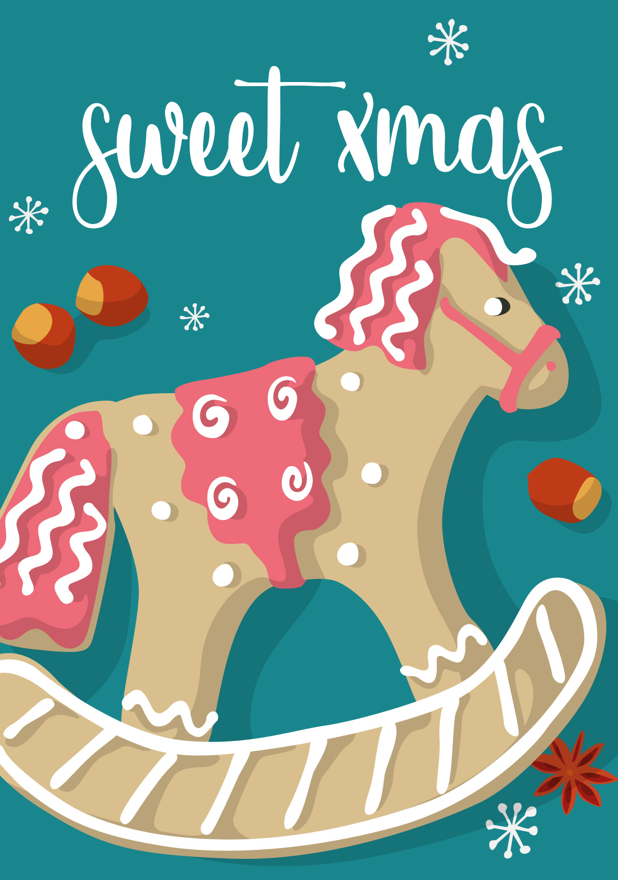Postkarte - luminous - Sweet X-mas Pferdchen