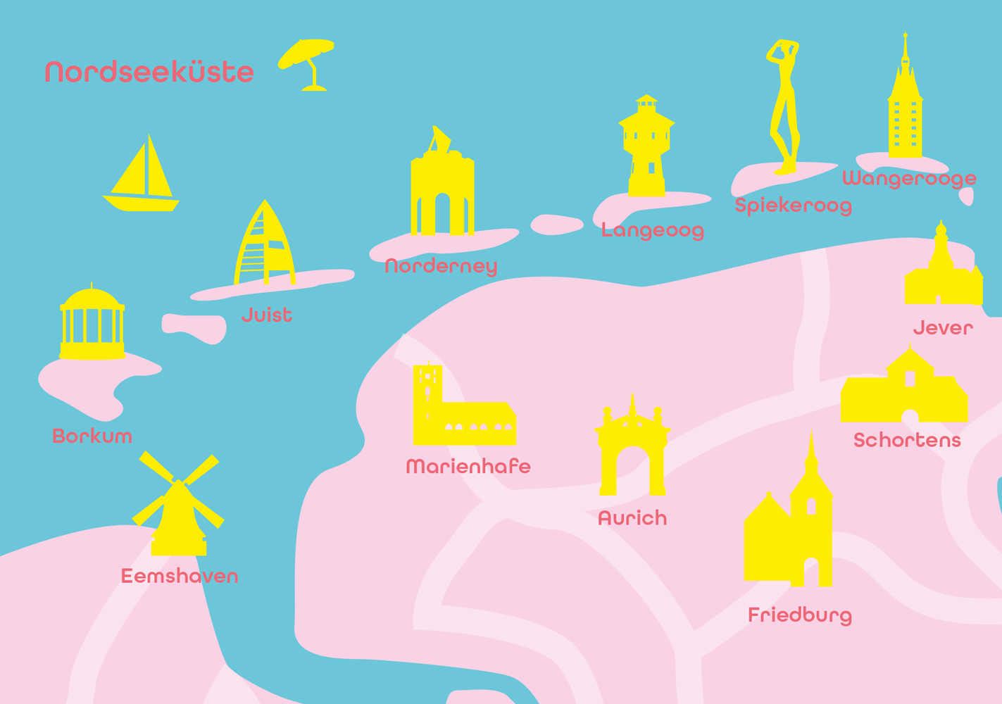 Postkarte - Bon Voyage - Nordseeküste Minimap Postkarte - Bon Voyage - Nordseeküste Minimap