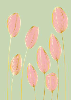Postkarte - Toni Starck - Golden Tulips