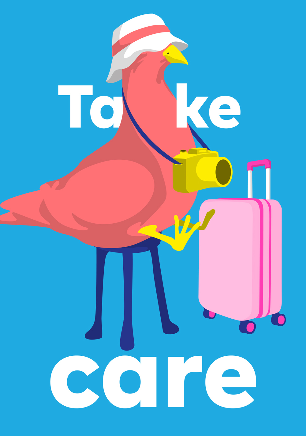 Postkarte - neonstyle - take care