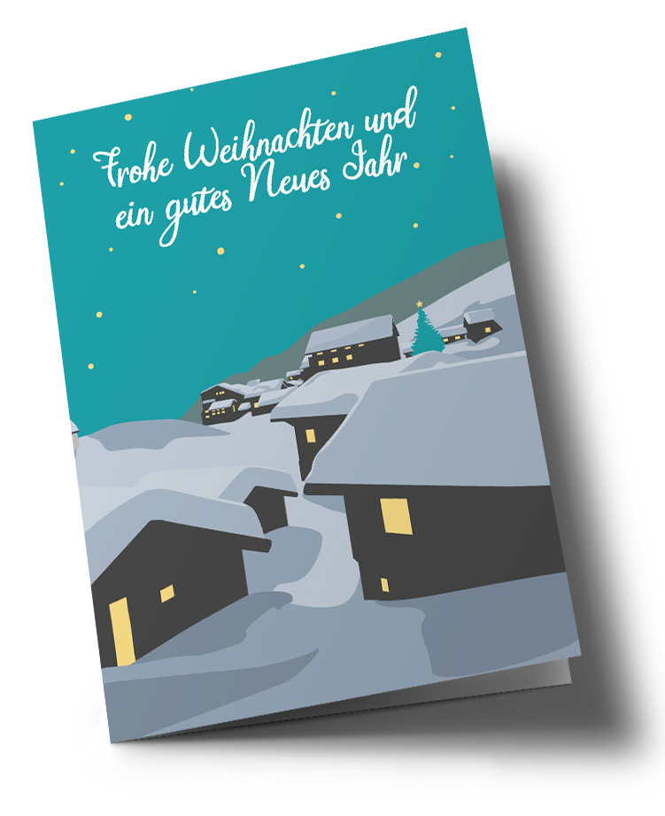 Klappkarte - Lucky Cards - Winterlandschaft mit Kirche
