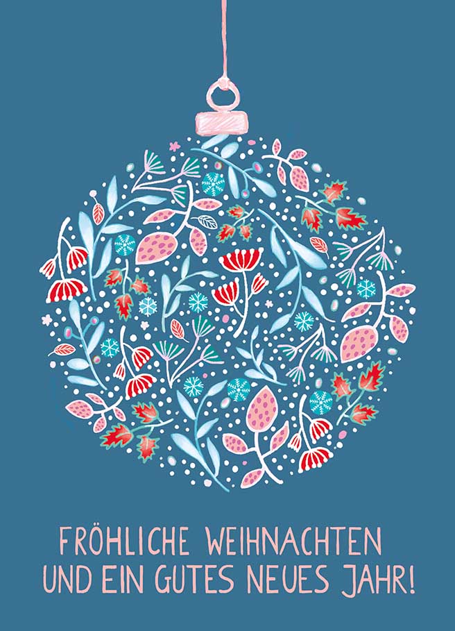Postkarte - m-illu - Kugel Blüten Winter Postkarte - m-illu - Kugel Blüten Winter