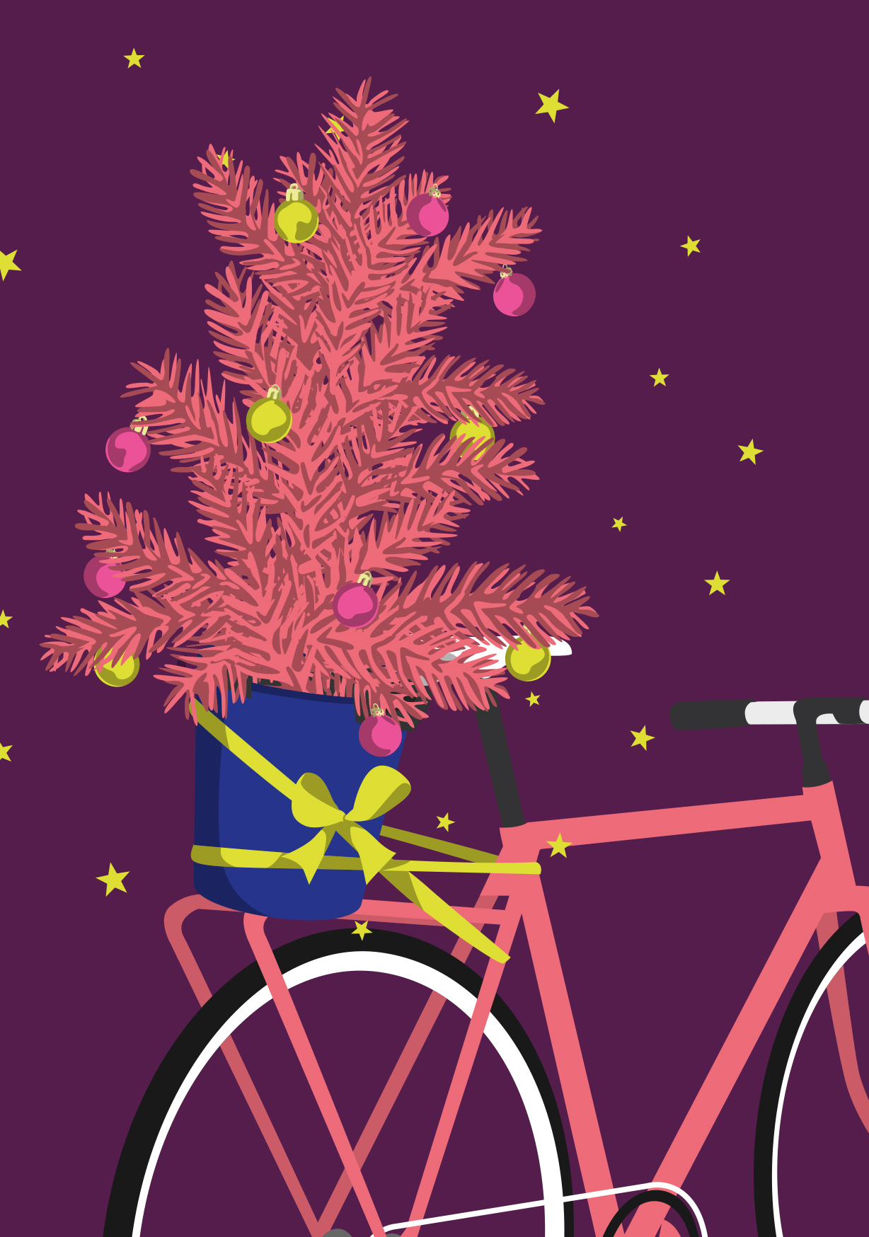 Postkarte - luminous - Bike with tree