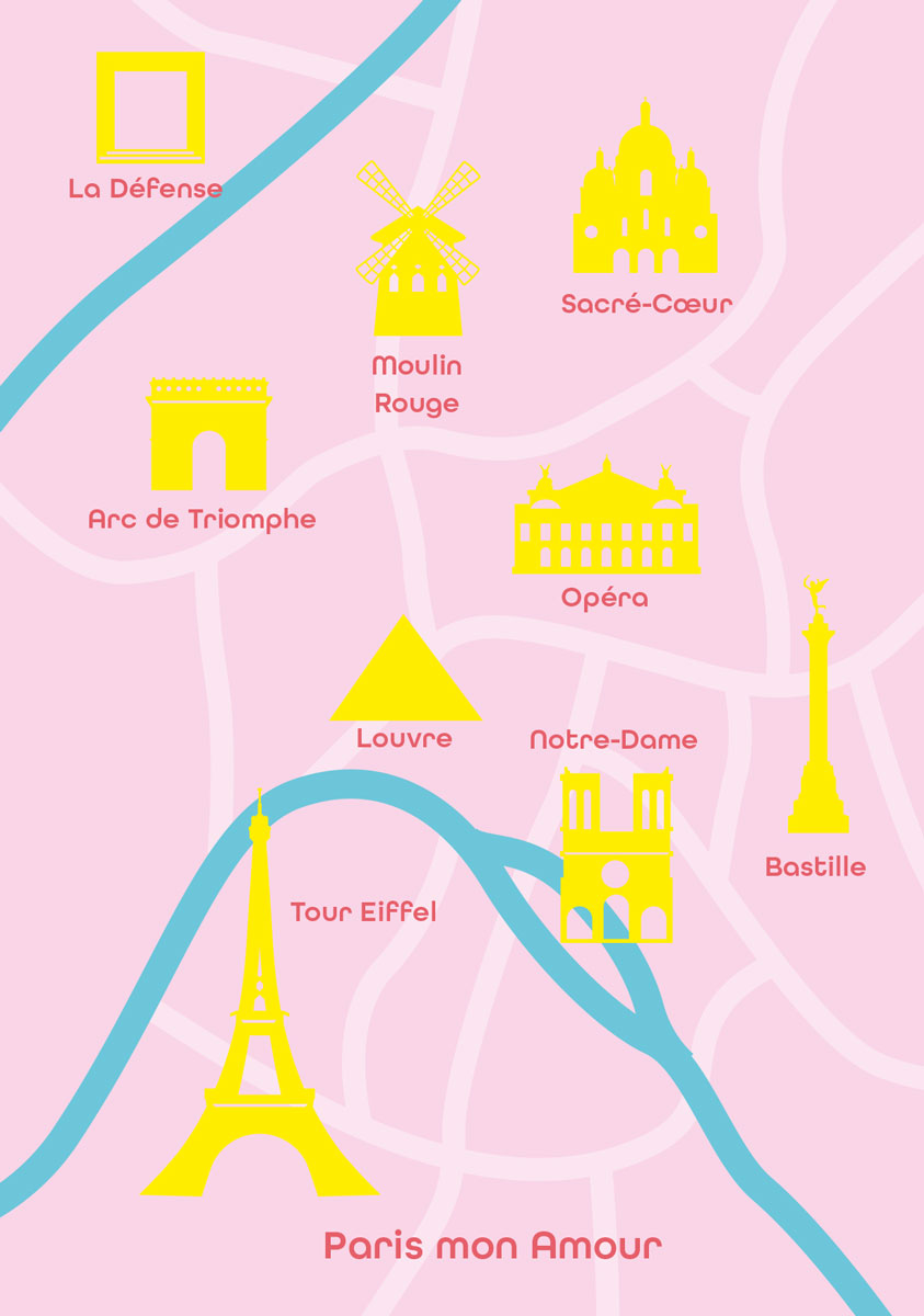Postkarte - Bon Voyage - Paris Minimap Postkarte - Bon Voyage - Paris Minimap