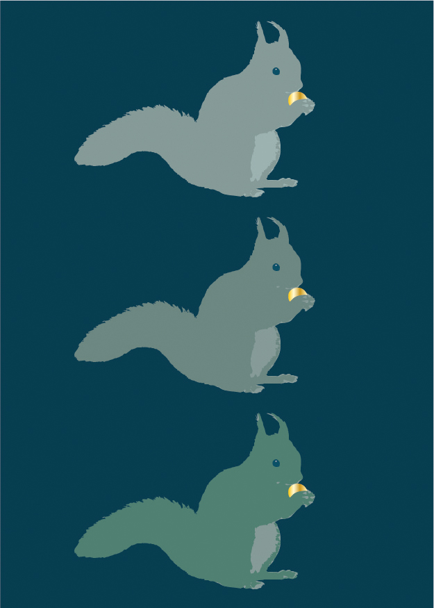 Postkarte - Toni Starck - squirrels