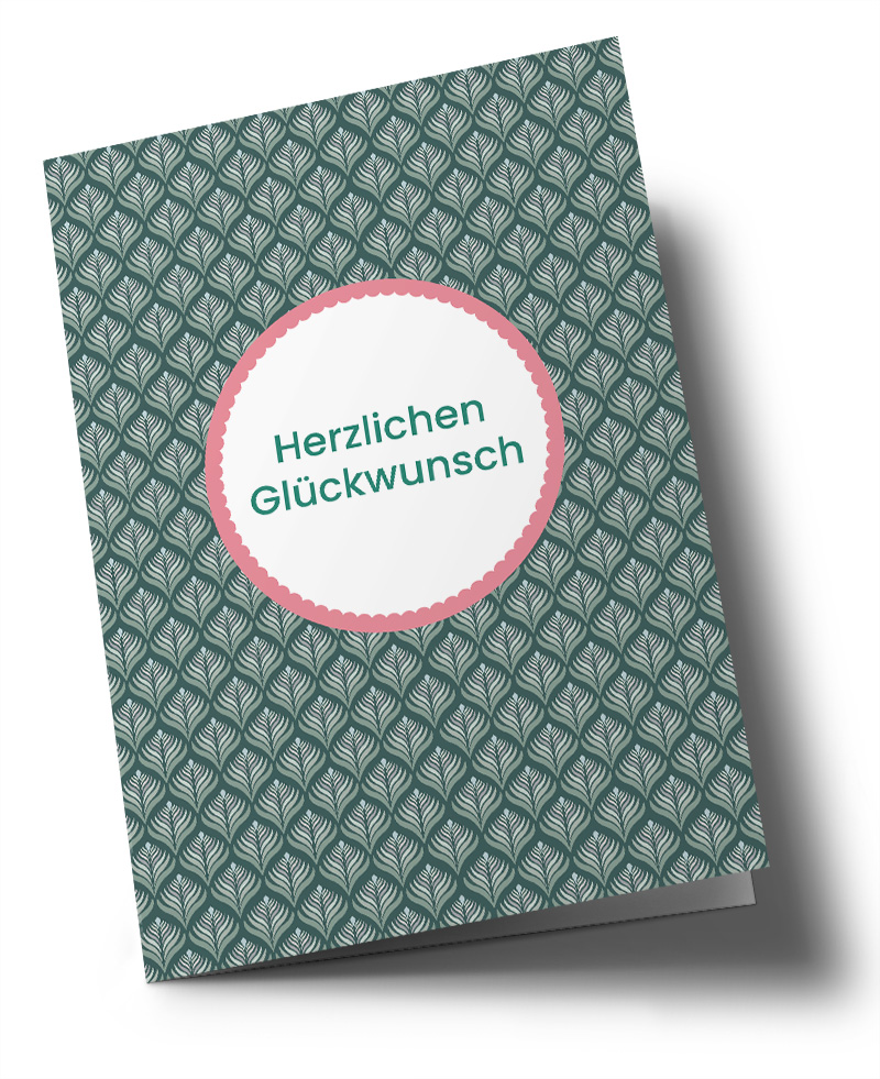 Klappkarte C6 - Toni Starck Pattern - Green Elegance, Herzlichen Glückwunsch