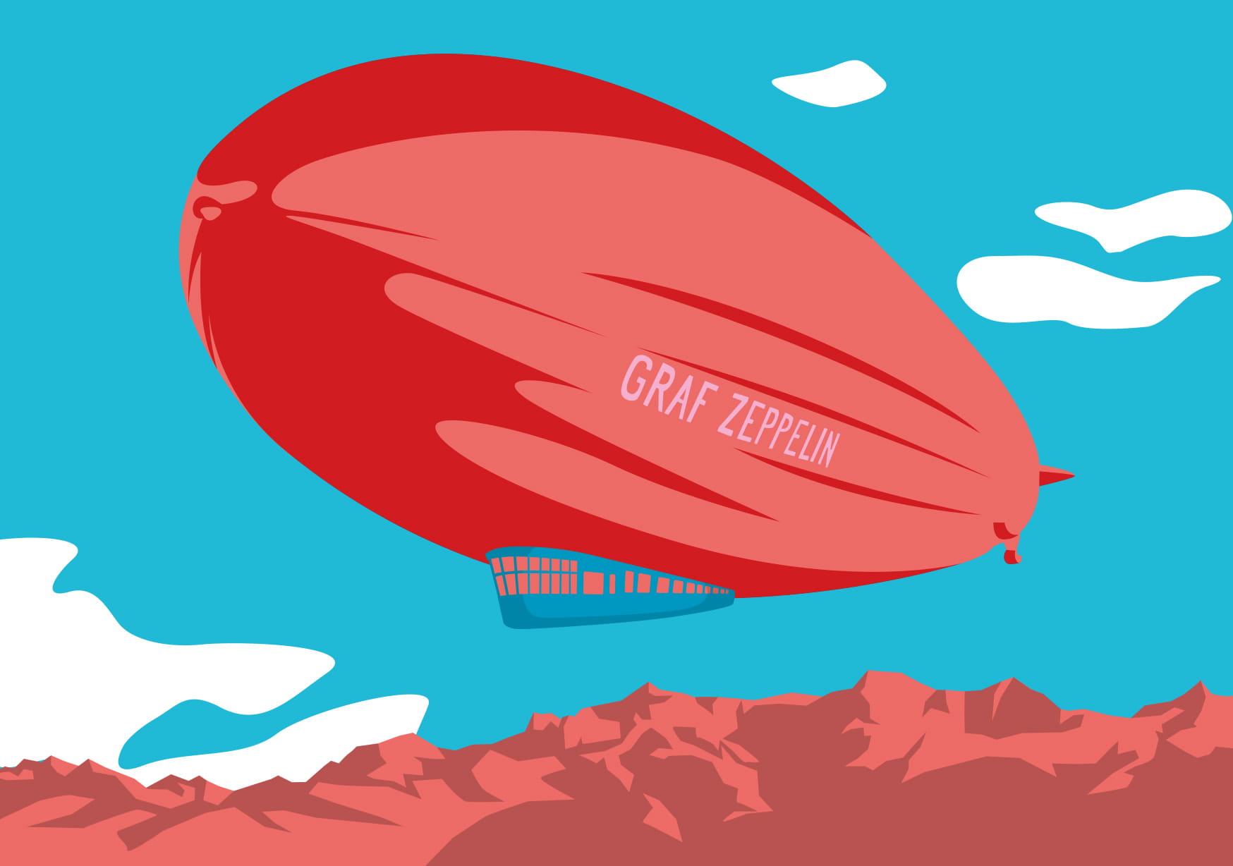 Postkarte - Bon Voyage - Zeppelin