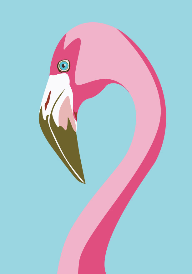 Postkarte - crissXcross - Flamingokopf